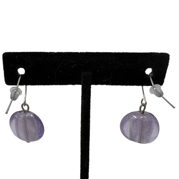 Vintage Pierced Earrings Purple Glass Dangle  Wire - Picture 3 of 5